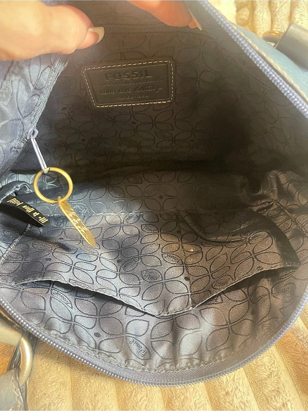 Fossil Blue Leather Shoulder Tote - Picture 8 of 8